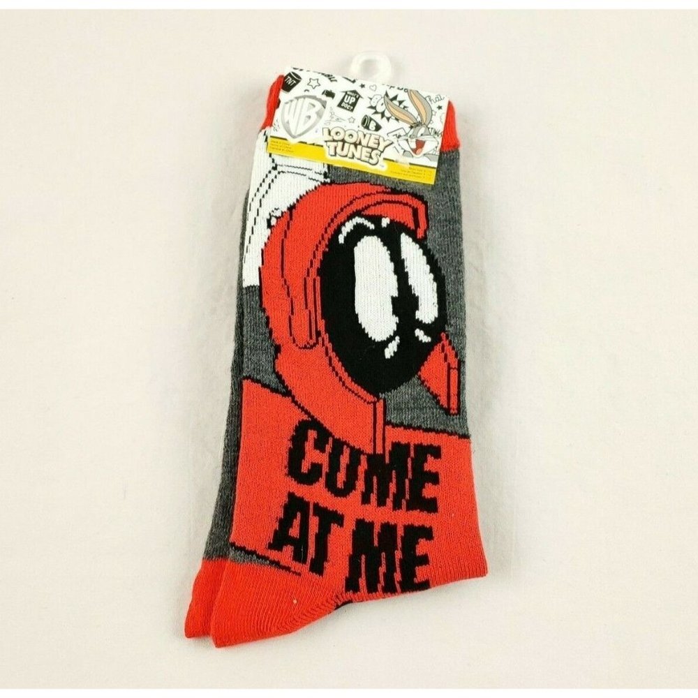 Looney Toons Crew Socks Marvin the Martian Fits Shoes Size 6.5 to 12 US Mens